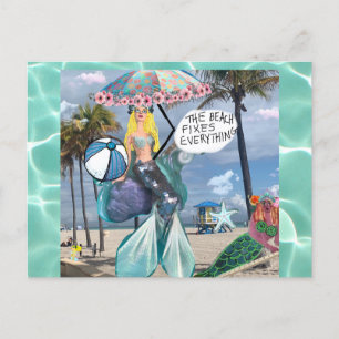 Carte postale - la plage fixe tout