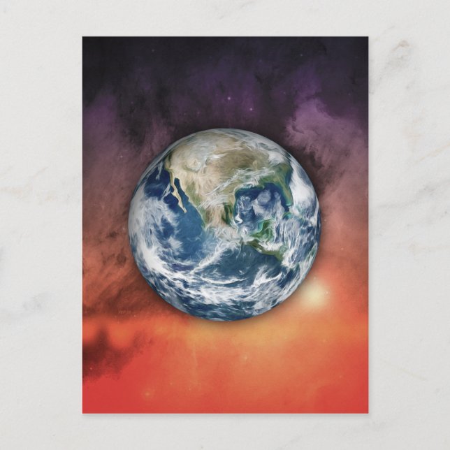 Carte Postale La planète Terre dans l'espace (Devant)