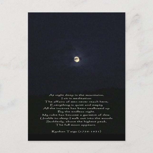 Carte Postale La Pleine lune apparaît/Inspirationnelle poésie ze (Devant)