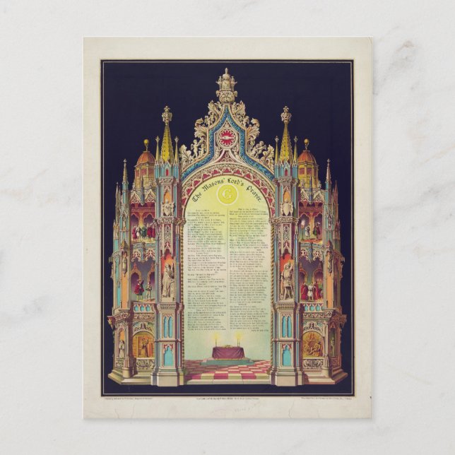 Carte Postale La prière du Seigneur des Masons par Huncke 1892 (Devant)