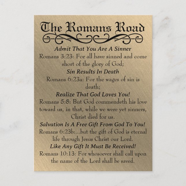 Carte Postale La prière du Sinner de la Route Romans Gold Black (Devant)