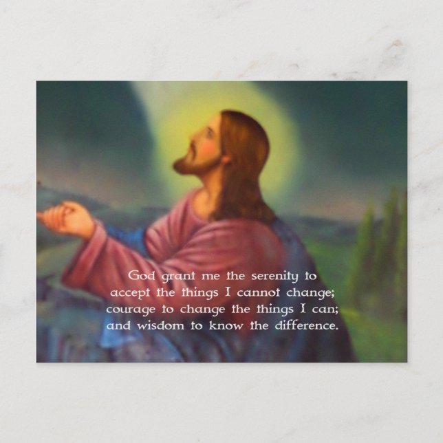 Carte Postale La Prière Sérénité Avec La Peinture De Jésus-Chris (Devant)