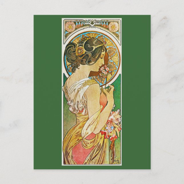 Carte Postale La Primevere, Mucha (Devant)