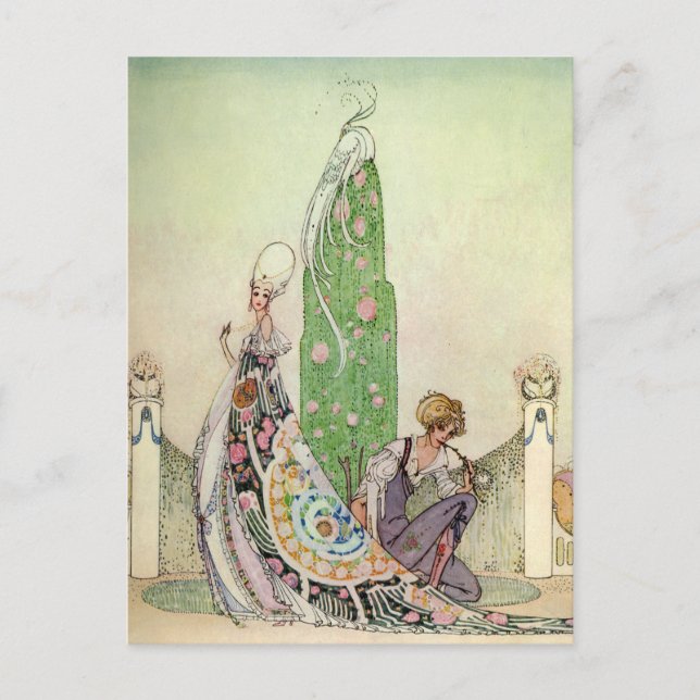 Carte Postale La princesse de Kay Nielsen et le jardinier (Devant)