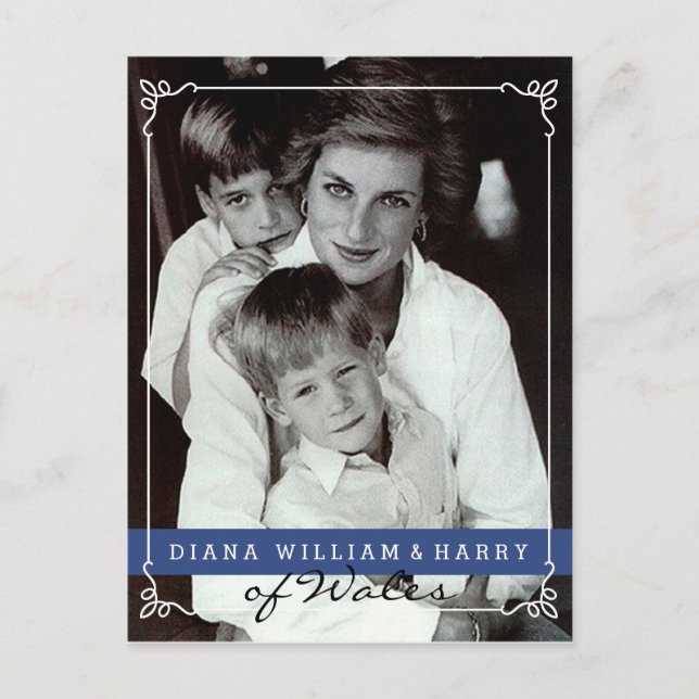Carte Postale La princesse Diana du Pays de Galles Will et Harry (Devant)