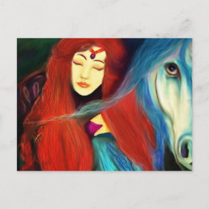 Carte Postale La princesse et le paysage Unicorn tessieART