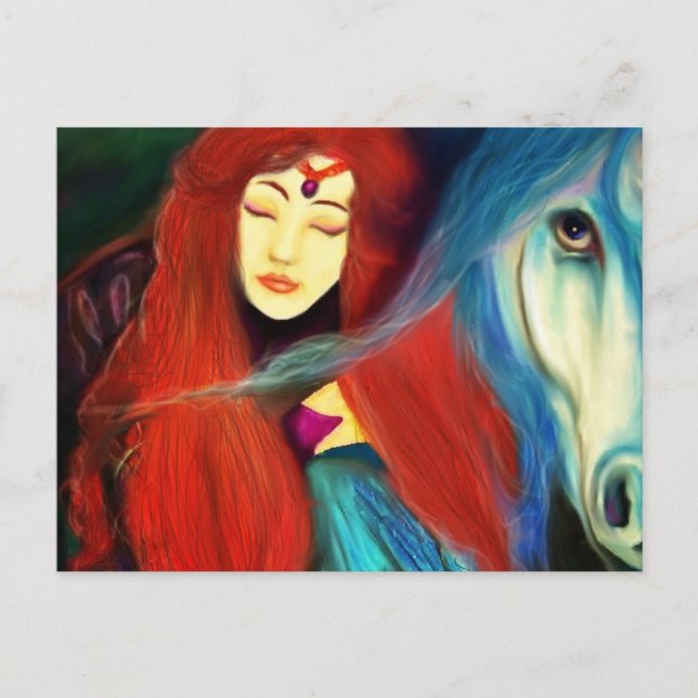 Carte Postale La princesse et le paysage Unicorn tessieART (Devant)