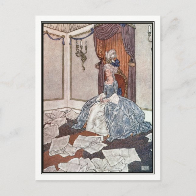 Carte Postale La princesse et les journaux par Edmund Dulac (Devant)