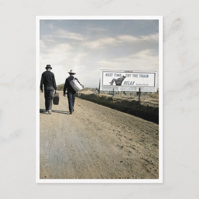 Carte Postale La prochaine fois Essayez le train, Hommes marcher (Devant)