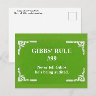 Carte Postale La règle 99 de Gibbs
