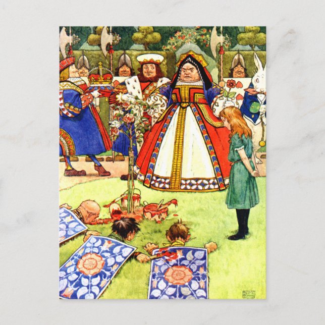 Carte Postale La Reine des Coeurs et Alice au pays des merveille (Devant)