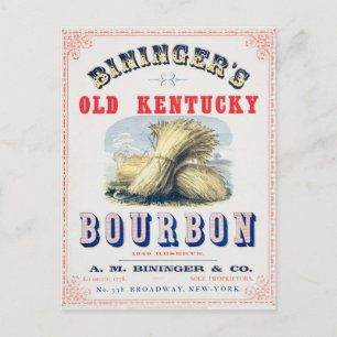 Carte Postale La réserve Bininger's Old Kentucky Bourbon 1849.