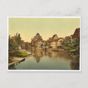 Carte Postale La rive et la synagogue de Pegnitz, Nuremberg, Bav