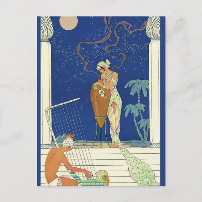 Carte Postale La romance du parfum Egypte par George Barbier (Devant)