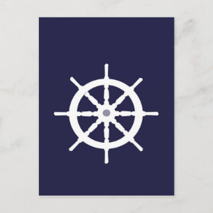 Carte Postale La roue du navire blanc.