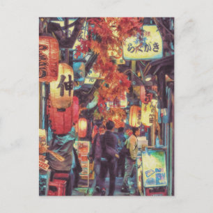 Carte Postale La ruelle japonaise à la fête des lanternes d'auto