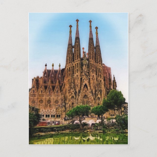 Carte Postale La Sagrada Familia, Barcelone, Espagne (Peint) (Devant)