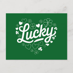 Carte Postale La Saint-Patrick Cœur Trèfle Chanceux Trèfle 
