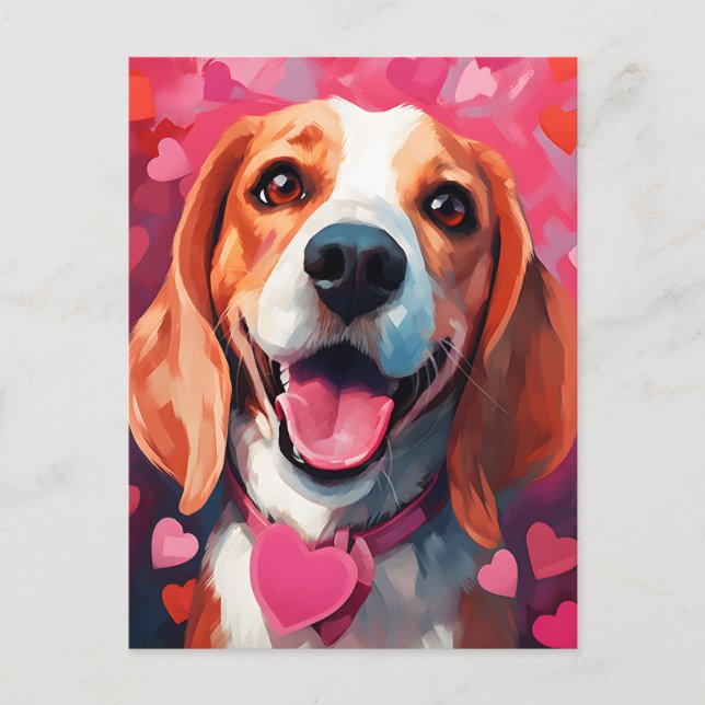 Carte Postale la Saint-Valentin beagle (Devant)