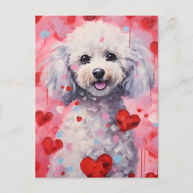 Carte Postale la Saint-Valentin Caniche (Devant)
