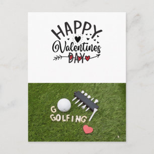 Carte Postale La Saint-Valentin de golf avec des ballons de golf