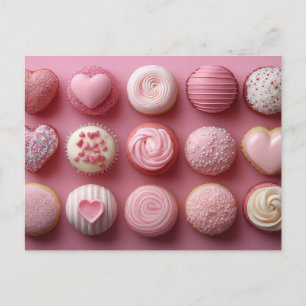 Carte Postale La Saint-Valentin des cupcakes rose