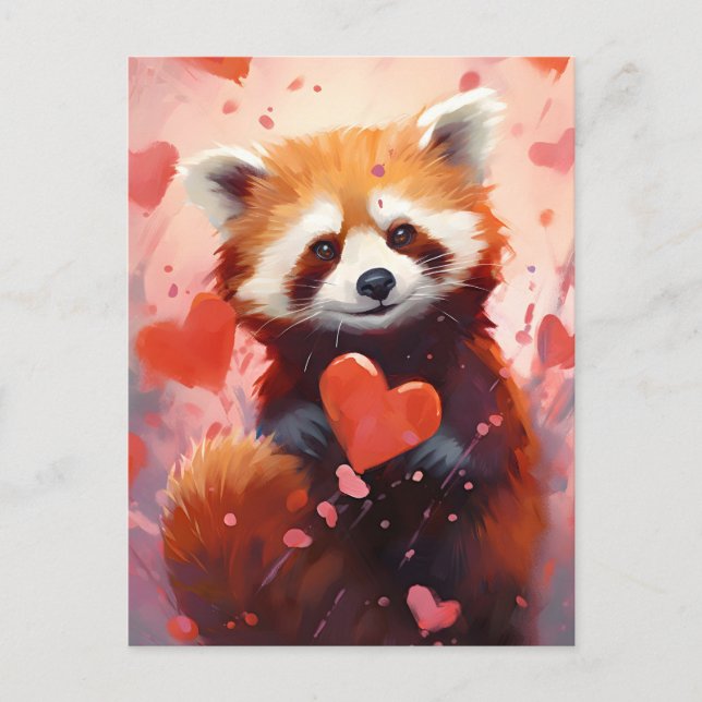 Carte Postale La Saint-Valentin du panda roux (Devant)