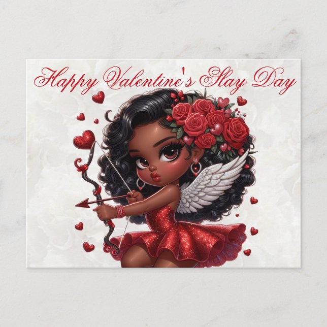 Carte Postale La Saint-Valentin, gourmande afro-américaine (Devant)