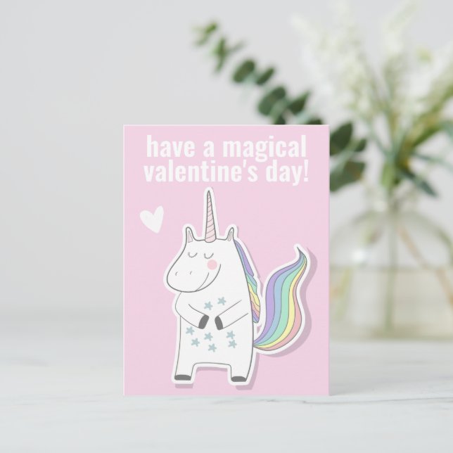 Carte Postale La Saint-Valentin Magique - Licorne Mignonne pour  (Debout devant)