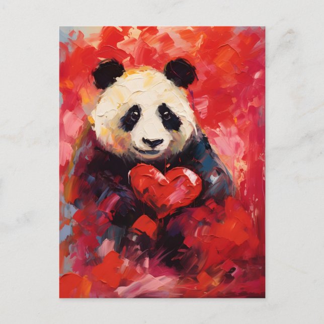 Carte Postale La Saint-Valentin panda (Devant)