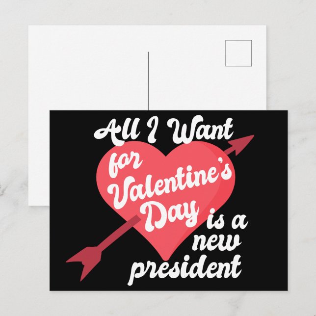 Carte Postale La Saint-Valentin politique drôle anti-Trump (Devant / Derrière)
