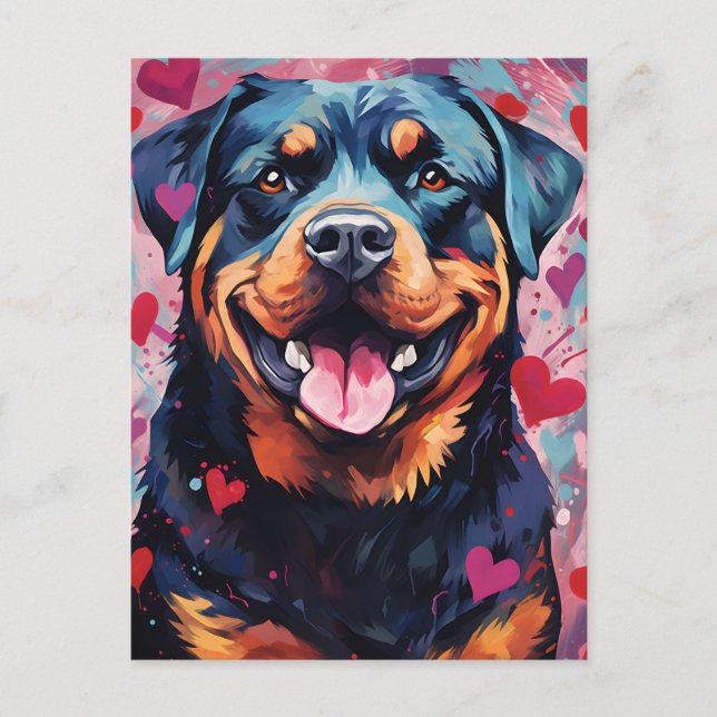 Carte Postale la Saint-Valentin Rottweiler (Devant)