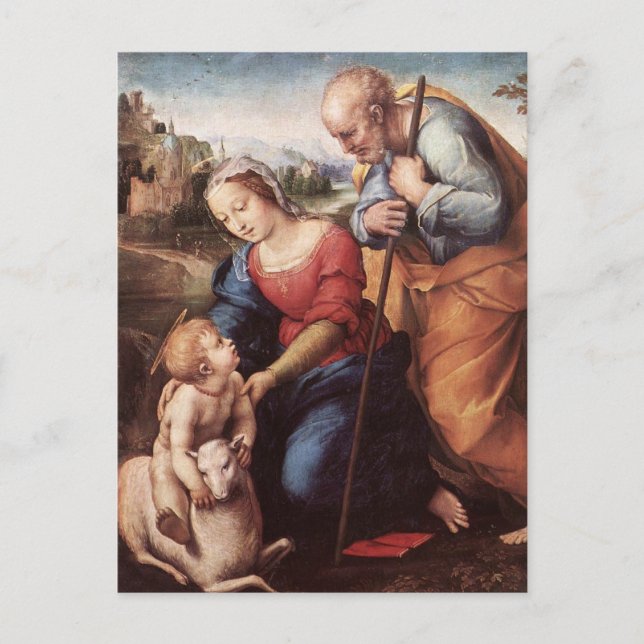 Carte Postale La Sainte Famille avec l'agneau (Devant)