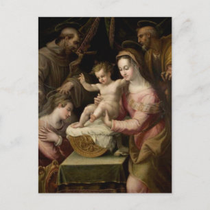 Carte Postale La Sainte Famille avec les saints par Lavinia Font