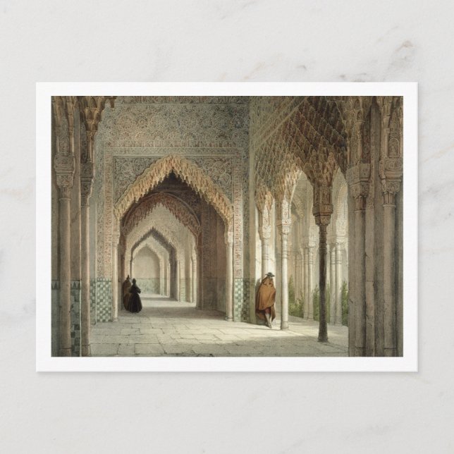 Carte Postale La salle de cour d'Alhambra, Grenade, 1853 (allumé (Devant)