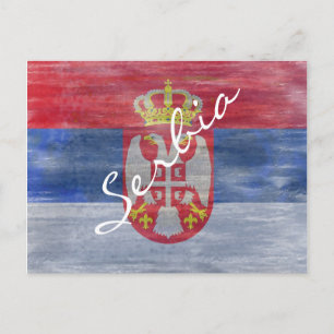 Carte Postale La Serbie a affligé le drapeau serbe