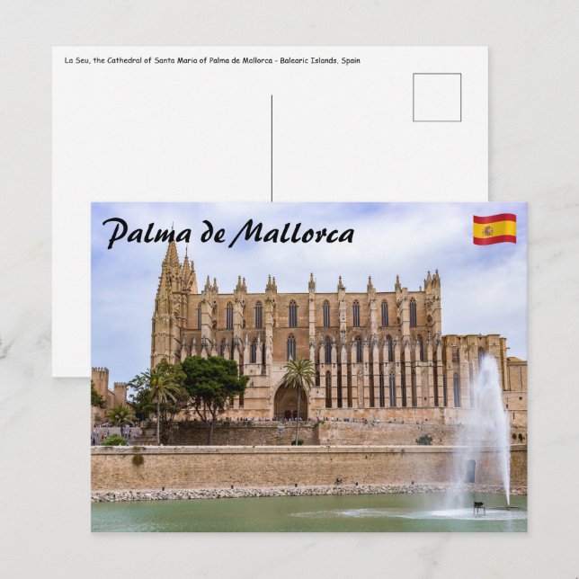 Carte Postale La Seu, Cathédrale de Palma de Majorque - Espagne (Devant / Derrière)