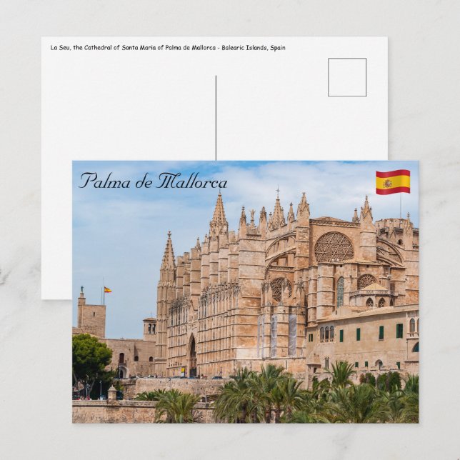 Carte Postale La Seu, Cathédrale de Palma de Majorque - Espagne (Devant / Derrière)