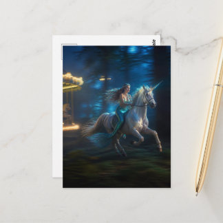 Carte Postale La Sirène et la Licorne s'échappent du carrousel