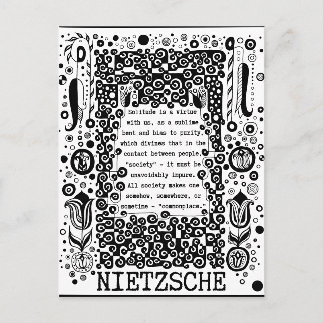 Carte Postale La solitude est une citation de vertu de Nietzsche (Devant)