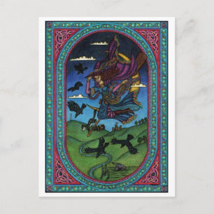 Carte Postale la sorcière et les corbeaux