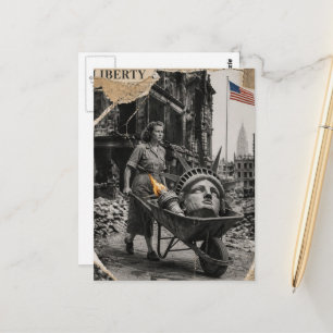 Carte Postale La statue de la Liberté dans un collage de brouett