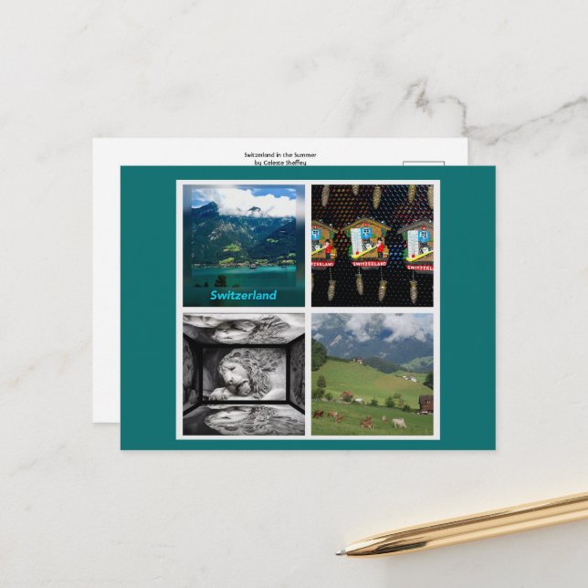 Carte Postale La Suisse en été (Devant/Arrière en situation)