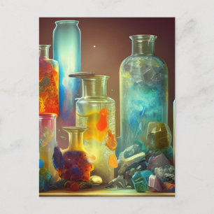 Carte Postale La table de travail de l'Alchimiste Fantastique 