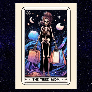 Carte Postale La Tarot de Mère Fatiguée Squelette de Shopping Mè