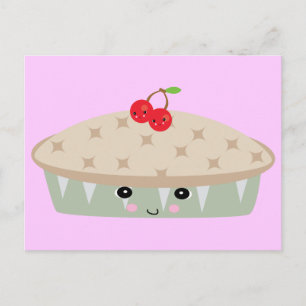 Carte Postale la tarte à la cerise kawaii
