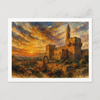 Carte Postale La Tour de David au coucher du soleil,