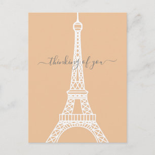 Carte Postale La tour Eiffel blanche moderne qui pense à vous
