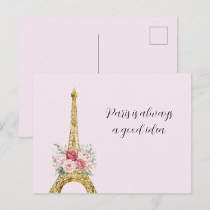 Carte Postale La Tour Eiffel florale Paris est toujours une bonn