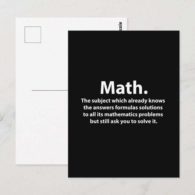 Carte Postale La typographie mathématique Les maths amusantes (Devant / Derrière)